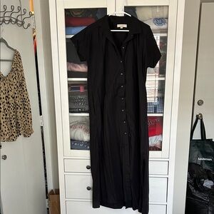 LOFT Black Maxi Dress with Buttons